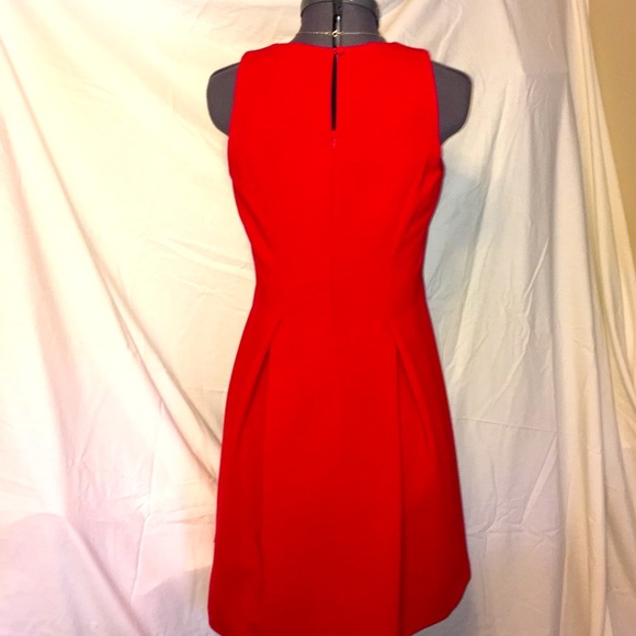 LOFT Pleated Red A-line Dress - Picture 2 of 4